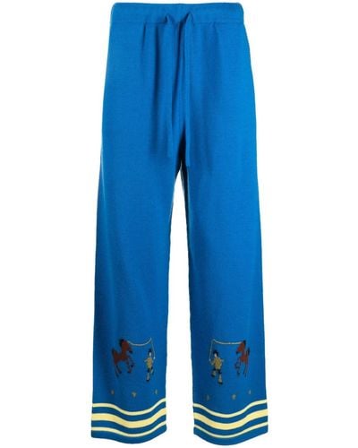 Bode Pony Lasso Knitted Pants - Blue