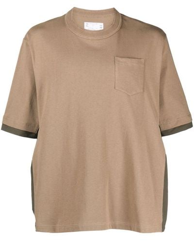 Sacai カラーブロック Tシャツ - ナチュラル