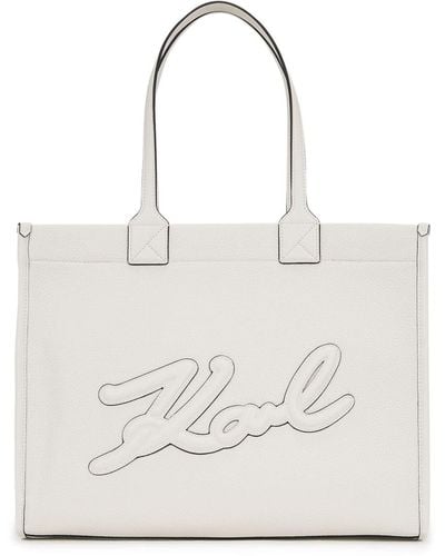 Karl Lagerfeld Skuare Handtasche mit Logo-Prägung - Weiß