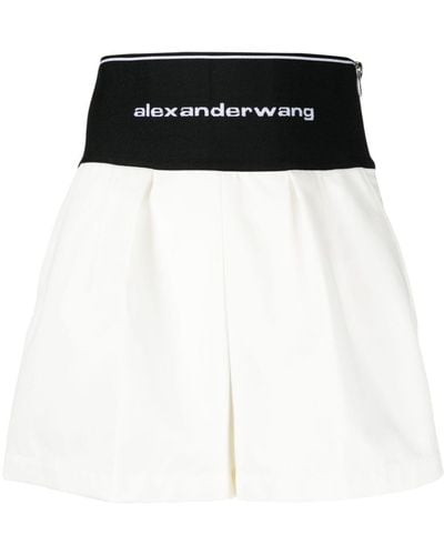 Alexander Wang Short en coton sergé à logo imprimé - Noir