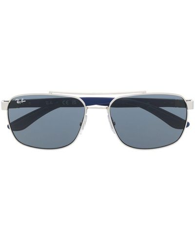 Ray-Ban Engraved-logo Square-frame Sunglasses - Blue