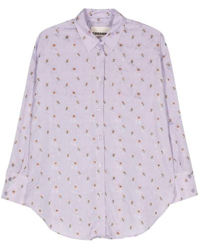 Cordera Lilla Shirt Met Bloemenprint - Paars