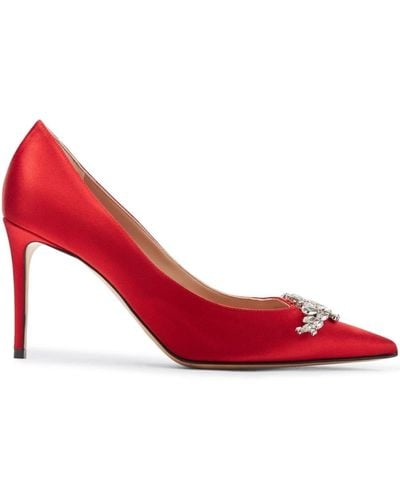SCAROSSO Greta 90mm Satin Court Shoes - Red