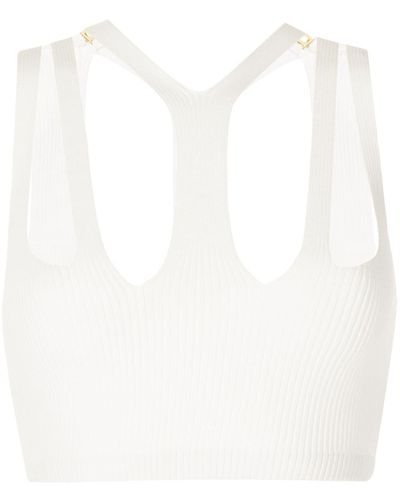 Dion Lee Ribbed-knit Cropped Top - White