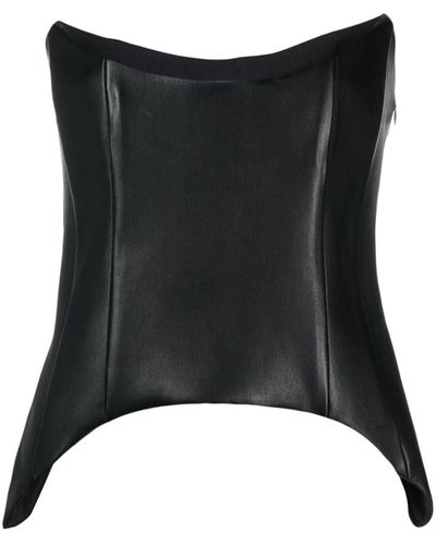 Monot Leather Bustier Top - Black