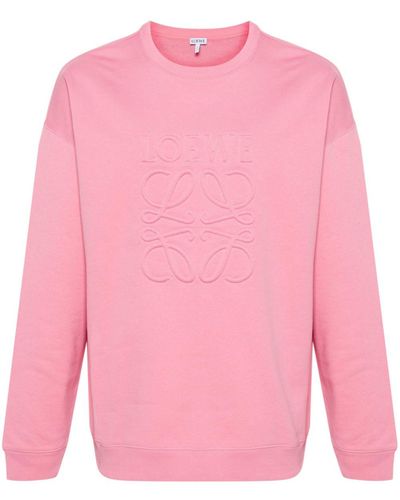 Loewe Katoenen Sweater Met Reliëf - Roze