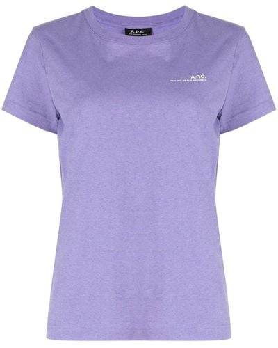 A.P.C. Logo-print Cotton T-shirt - Purple