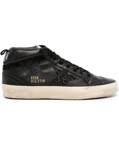 Golden Goose Mid-star Leather Trainers - Black