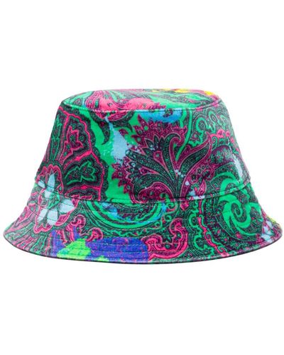 AZ FACTORY Paisley-print Velvet-finish Bucket Hat - Green