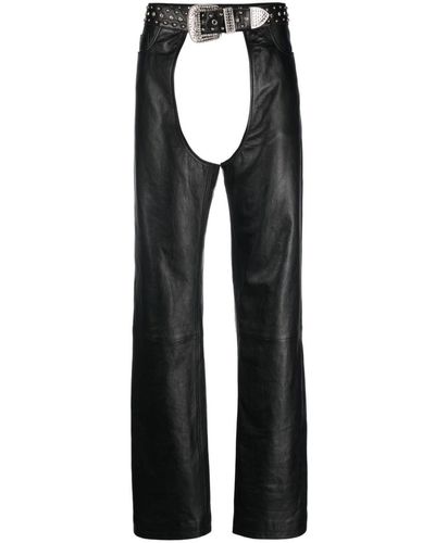 Moschino Jeans Belted Leather Chaps Trousers - Black