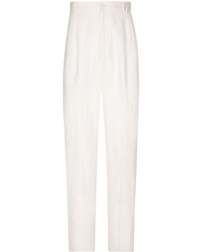 Dolce & Gabbana Linen-silk Tailored Pants - White