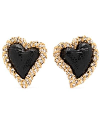 Moschino Heart-shaped Gem Earrings - Black