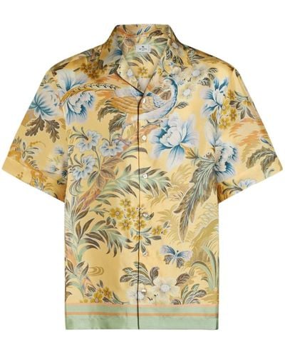 Etro Floral-print Silk Shirt - Metallic