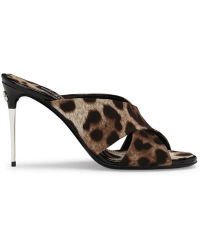 Dolce & Gabbana Leopard-print Stiletto Mules - Black