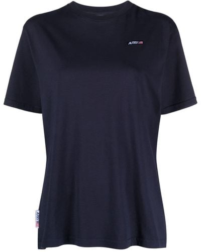 Autry T-shirt en coton à logo brodé - Bleu