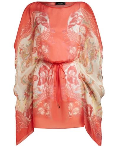 Etro Paisley-print Silk Kaftan Dress - Pink