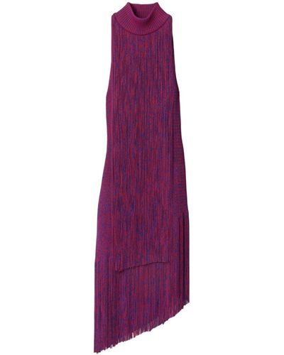 Burberry Fringed Asymmetric-hem Dress - Purple