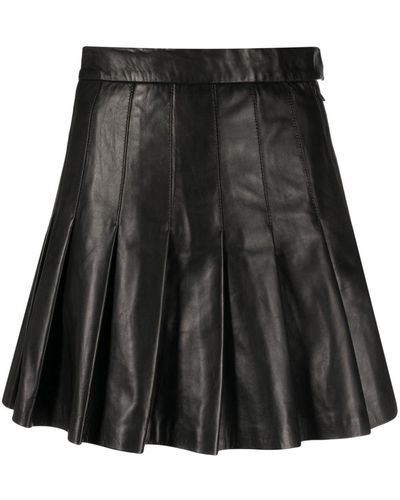 J.Lindeberg Vale Leather Pleated Skirt - Black