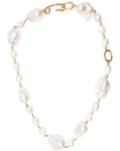 Jil Sander Halskette mit Perlenverzierung - Weiß