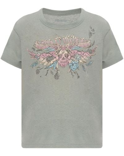 Zadig & Voltaire Camiseta Marta Concert Diamanté con cuello redondo - Gris