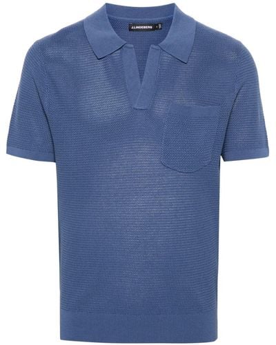 J.Lindeberg Ben Open Knitted Polo Shirt - Blue