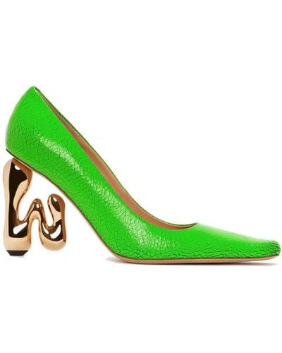 JW Anderson Jw Bubble Heel Leather Court Shoes - Green