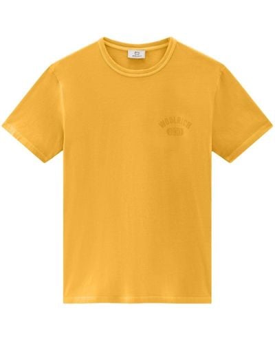 Woolrich T-shirt en coton à logo imprimé - Jaune