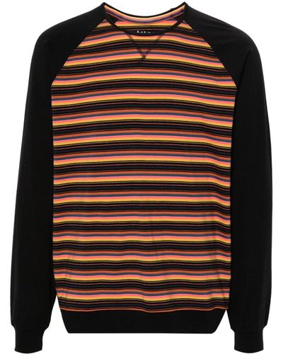 Paul Smith Contrast-panel Horizontal-stripe T-shirt - Black