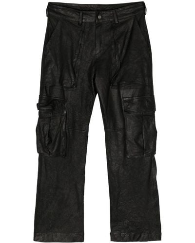 Salvatore Santoro Straight-leg Leather Cargo Pants - Black