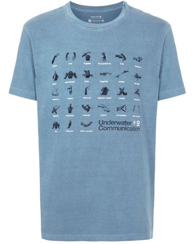 Osklen T-Shirt mit "Underwater Communication"-Print - Blau