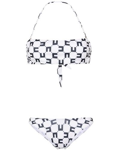 Elisabetta Franchi Bikini mit Monogramm-Print - Weiß