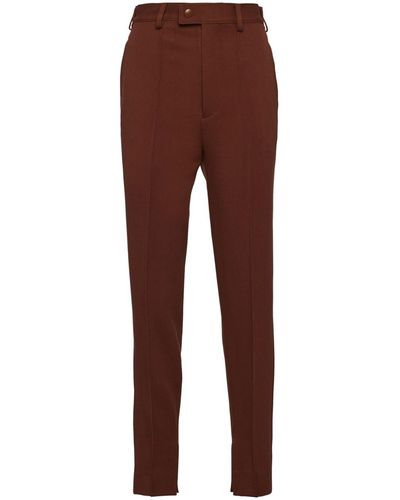 Prada Pantalon slim à design plissé - Rouge