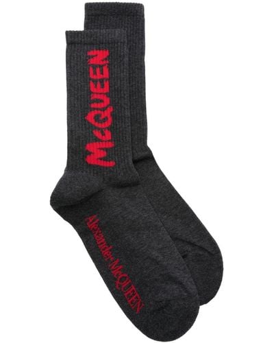 Alexander McQueen Intarsia-logo Ankle Socks - Black