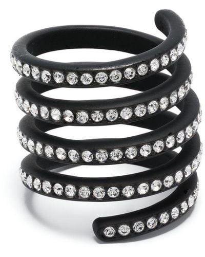 AMINA MUADDI Vittoria Crystal-embellished Wrap Ring - Black