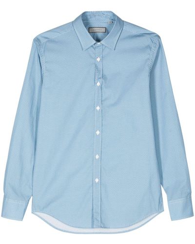 Canali Camisa con motivo micro - Azul