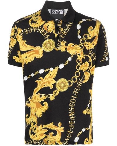 Versace Poloshirt mit Barockmuster - Schwarz