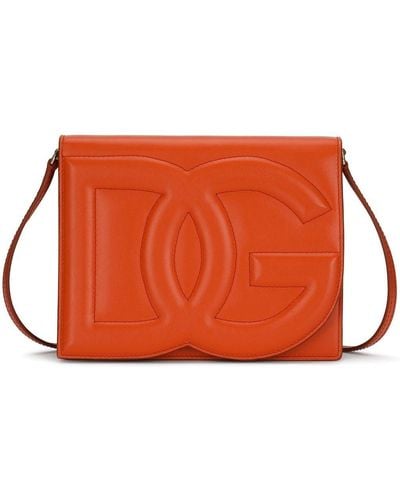 Dolce & Gabbana Leren Crossbodytas Met Dg Logo - Oranje