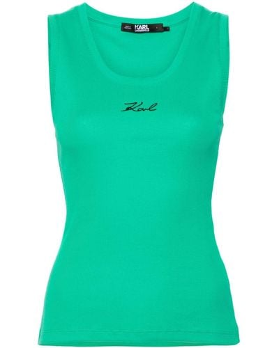 Karl Lagerfeld Logo-embroidered Tank Top - Green