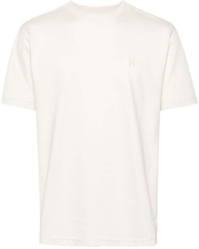 Norse Projects T-shirt Johannes à logo brodé - Blanc