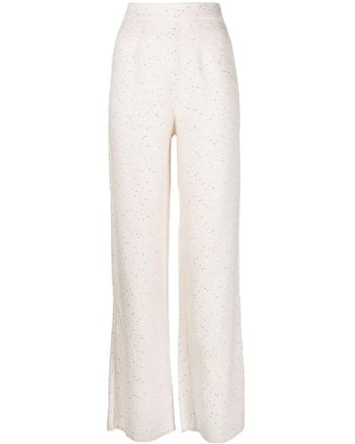 Saiid Kobeisy Sequin-embellished Tweed High-waisted Pants - White