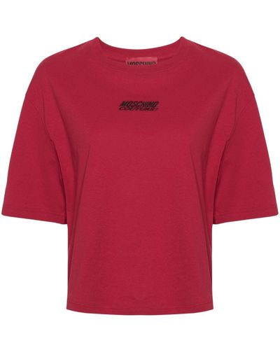 Moschino T-shirt Met Geborduurd Logo - Rood