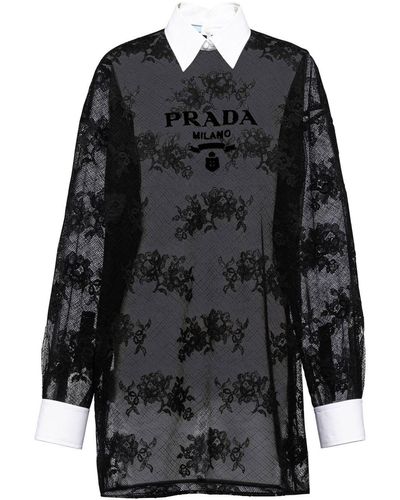 Prada Robe courte en dentelle - Noir