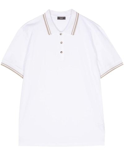 Peserico Stripe-trim Cotton Polo Shirt - White