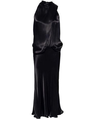 Marques'Almeida Robe longue en satin à design drapé - Noir