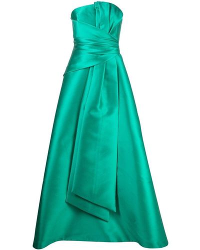 Alberta Ferretti Gathered-detail Strapless Gown - Green
