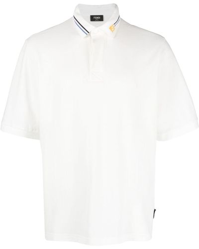 Fendi Ff-motif Cotton Polo Shirt - White