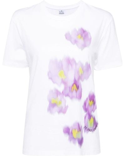 PS by Paul Smith Floral-print Organic-cotton T-shirt - White