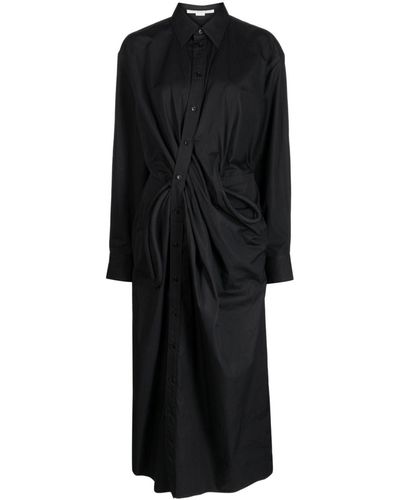 Stella McCartney Robe-chemise en coton à fronces - Noir