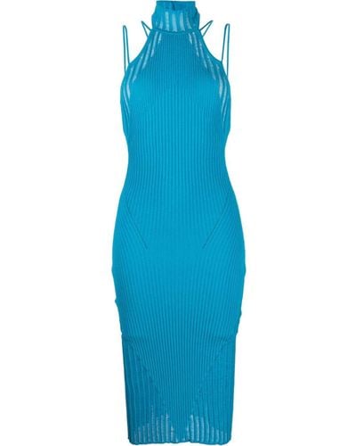 ANDREADAMO Halterneck Knitted Midi Dress - Blue