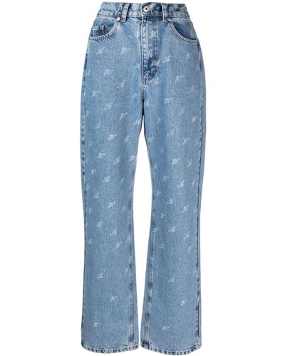 Axel Arigato Initial-print Straight-leg Jeans - Blue